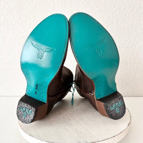 Lane PLAIN JANE PJ Brown Cowboy Boots Womens 7.5 Leather Cowgirl Western Short - Picture 9 of 12